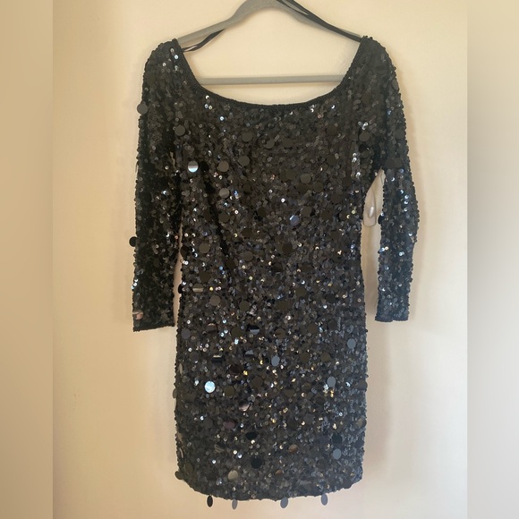 Black Sequin Mini Party Dress - Picture 12 of 15